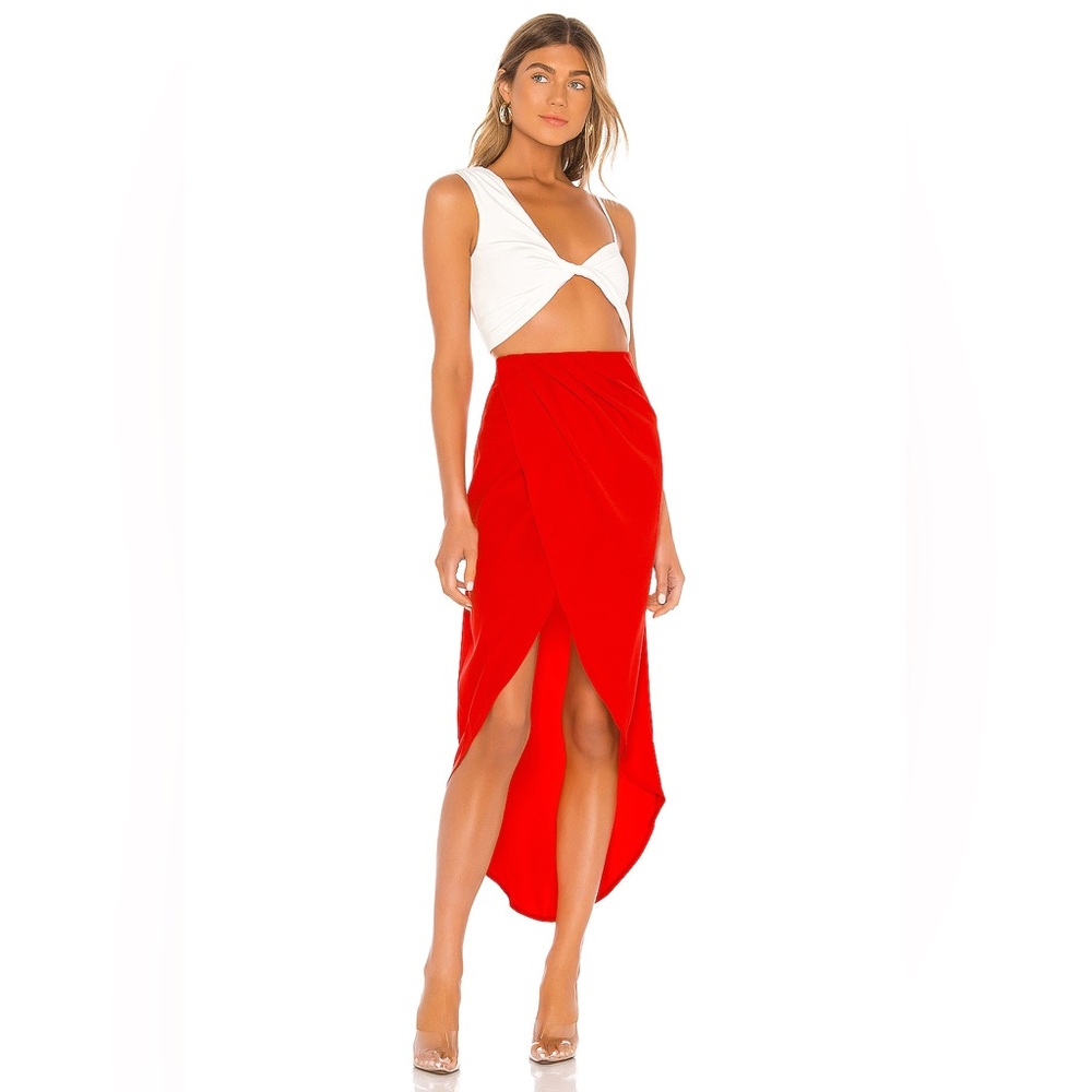 NWT Revolve Superdown  Arielle Slit Maxi Skirt in Bright Red Elegant Sz Small
